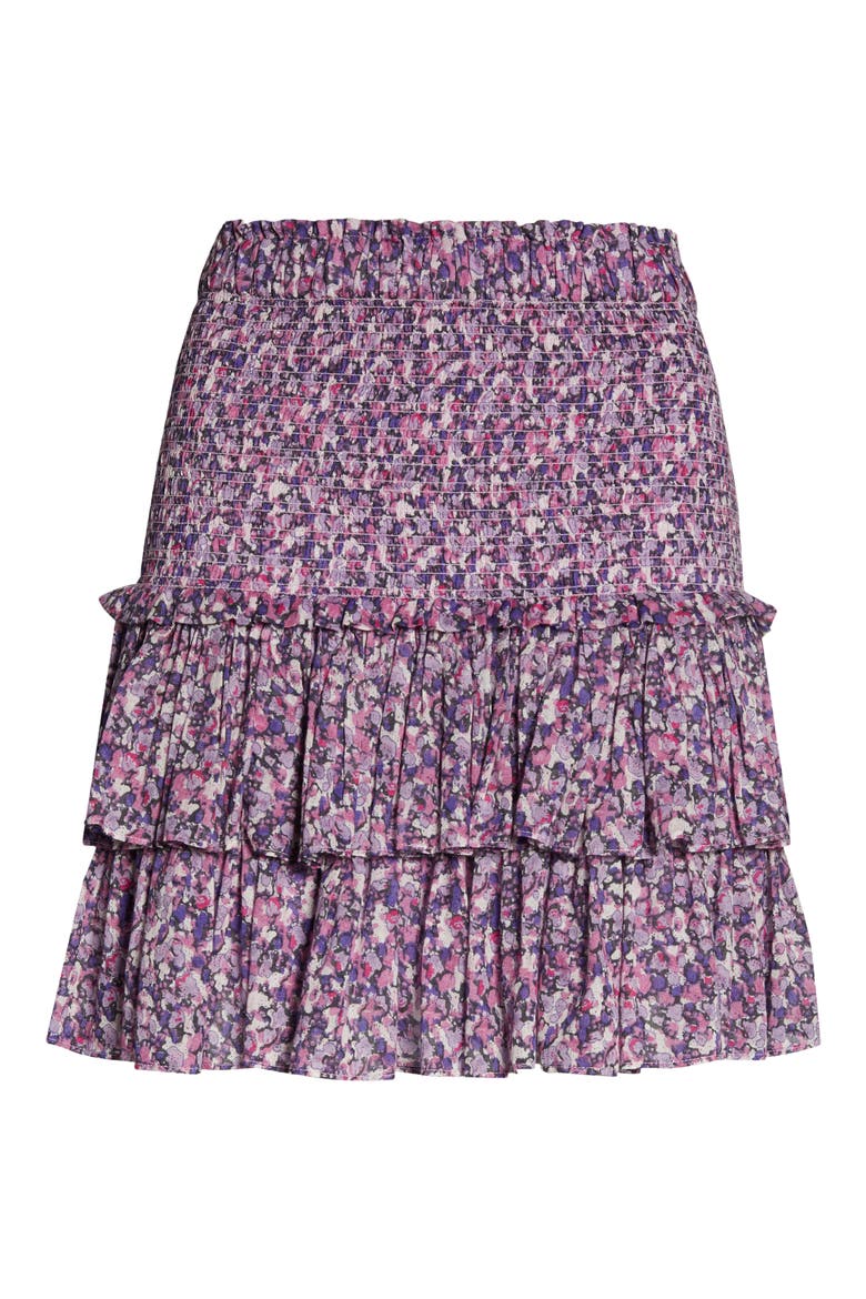 Naomi Floral Print Shirred Tiered Skirt, Alternate, color, VIOLET