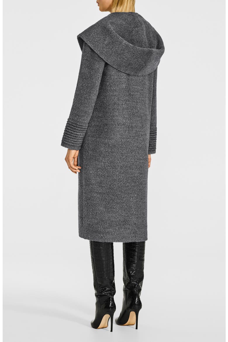 Wool & Suri Alpaca Blend Hooded Bouclé Coat, Alternate, color, GREY MELANGE