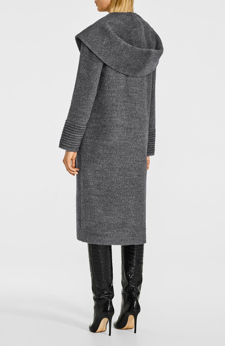 SENTALER Wool & Suri Alpaca Blend Hooded Bouclé Coat, Alternate, color, Grey Melange