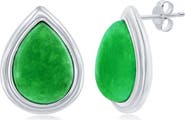SIMONA Sterling Silver Jade Pear Shaped Stud Earrings