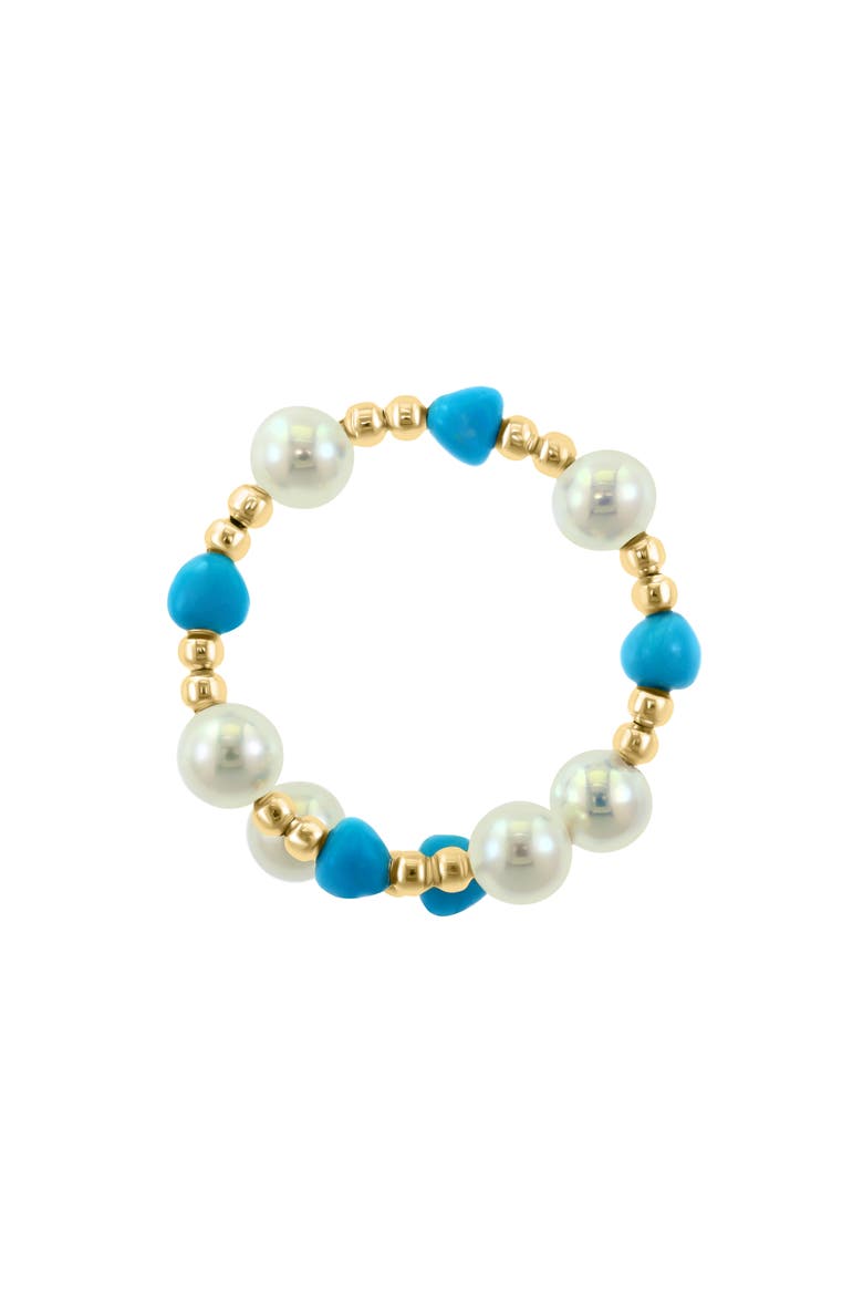 Turquoise & Freshwater Pearl Adjustable Ring, Alternate, color, MULTI