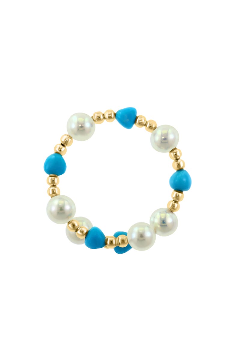 EFFY Turquoise & Freshwater Pearl Adjustable Ring, Alternate, color, Gold Multi