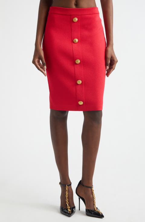 Button Front Knit Skirt