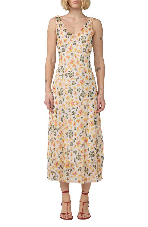 Jules Metallic Floral Print Sleeveless Dress