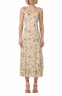 Jules Metallic Floral Print Sleeveless Dress