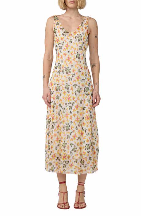 Jules Metallic Floral Print Sleeveless Dress