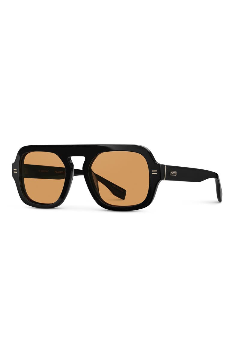 Naomi - 52mm Oversized Aviator Polarized Sunglasses, Alternate, color, Black