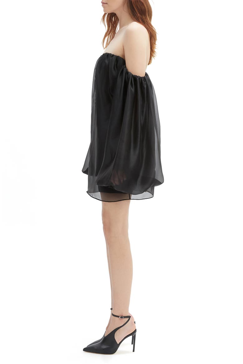 Freda Volume Off the Shoulder Long Sleeve Minidress, Alternate, color, BLACK