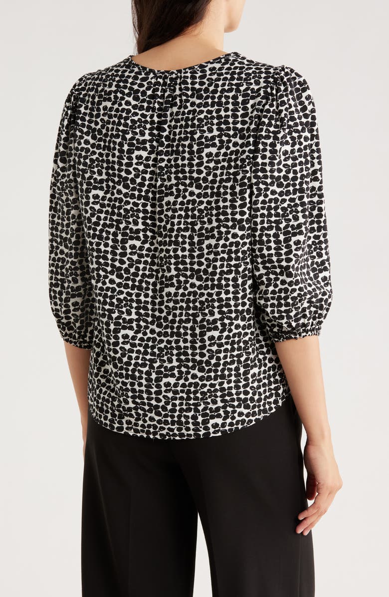 Renee C Geometric Print Balloon Sleeve Top, Alternate, color, Black