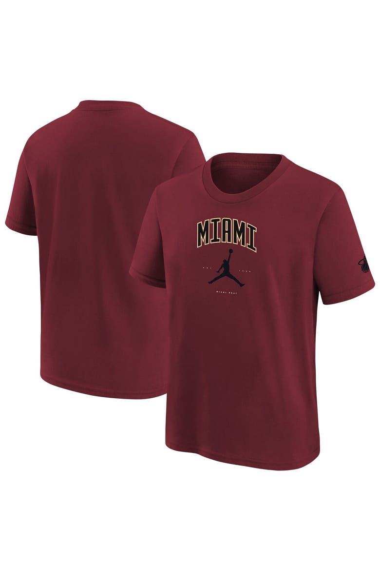 Youth Jordan Brand Red Miami Heat Essential Cities T-Shirt, Alternate, color, Red