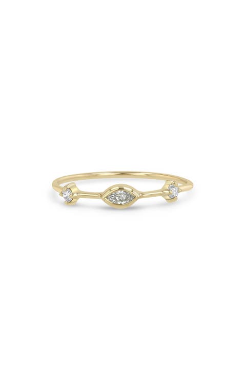 Paris 14k Gold Marquis Diamond Ring