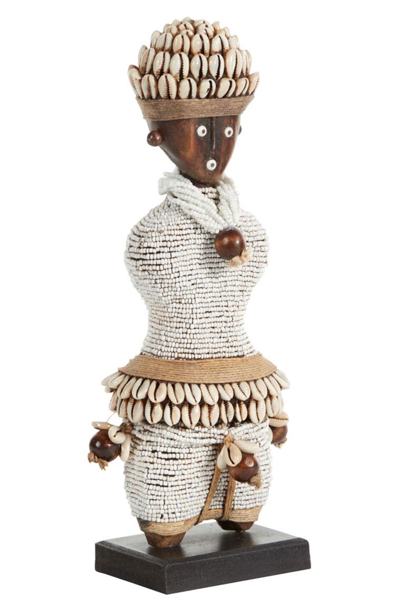 WILLOW ROW Small Handcrafted Cowrie Shell & Green Bead Woman Doll, Alternate, color, 