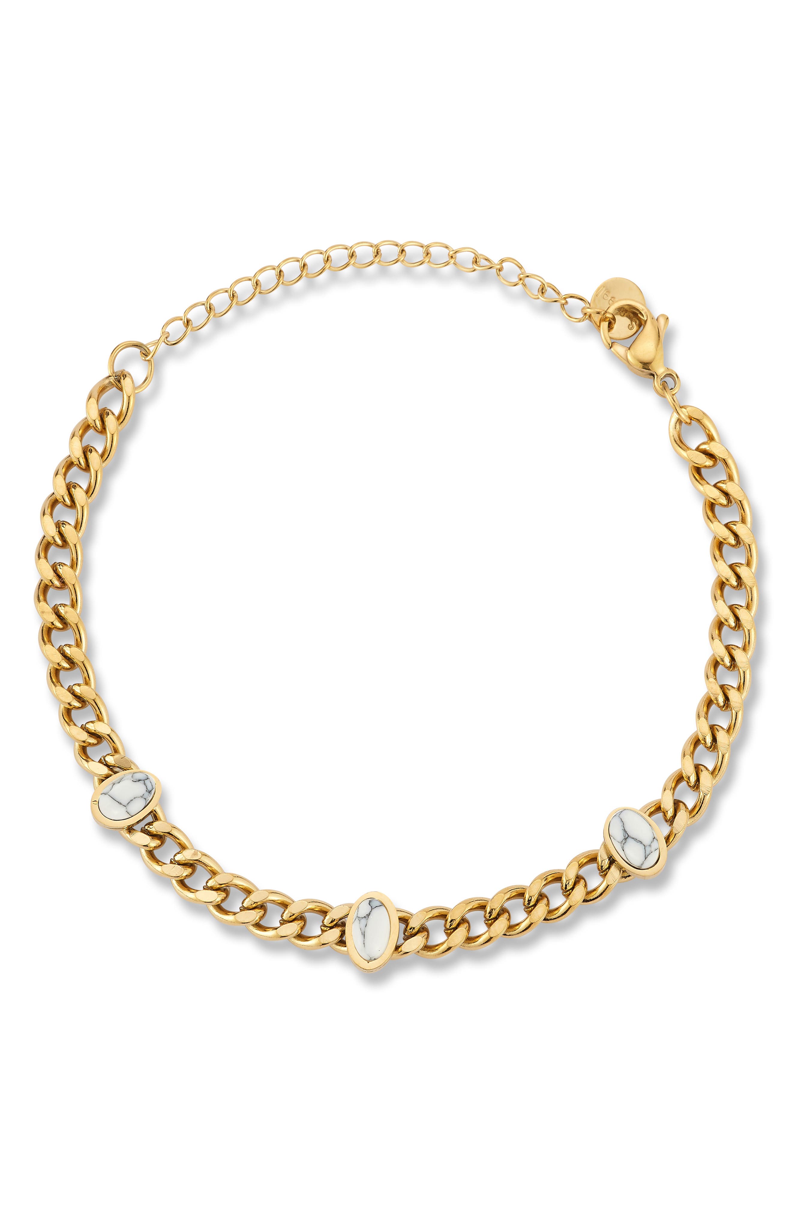 Three-Stone Curb Chain Bracelet