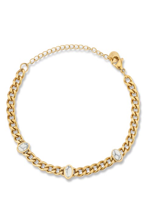 Three-Stone Curb Chain Bracelet