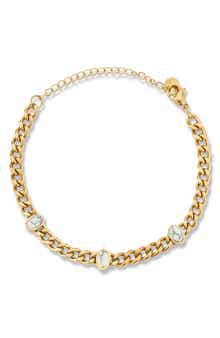Three-Stone Curb Chain Bracelet