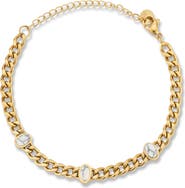 GLAZE JEWELRY Three-Stone Curb Chain Bracelet