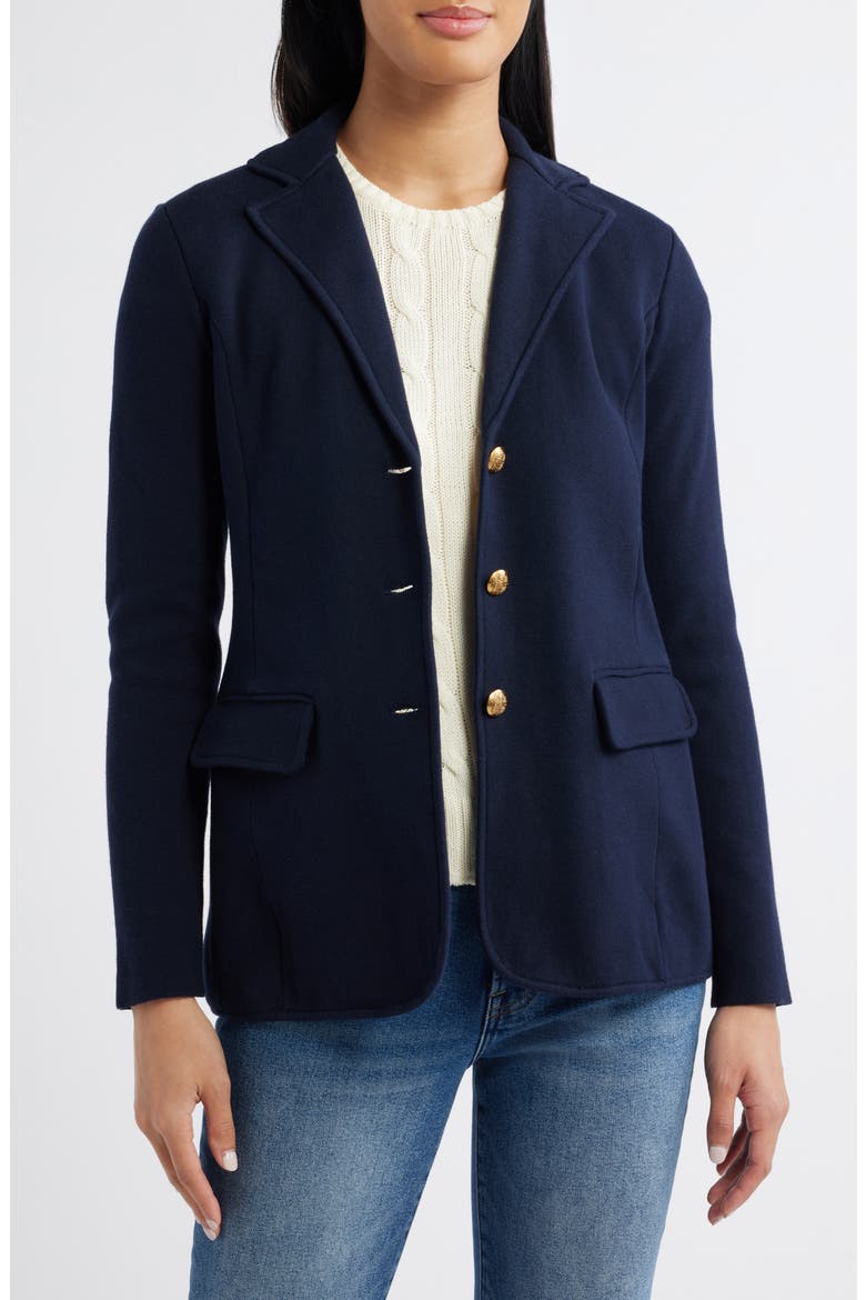 Combed Cotton Blend Blazer, Main, color, LAUREN NAVY