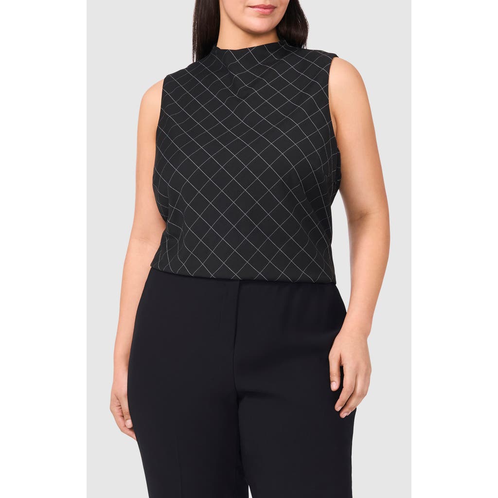 Halogenr Halogen(r) Diamond Print Funnel Neck Ponte Shell In Rich Black