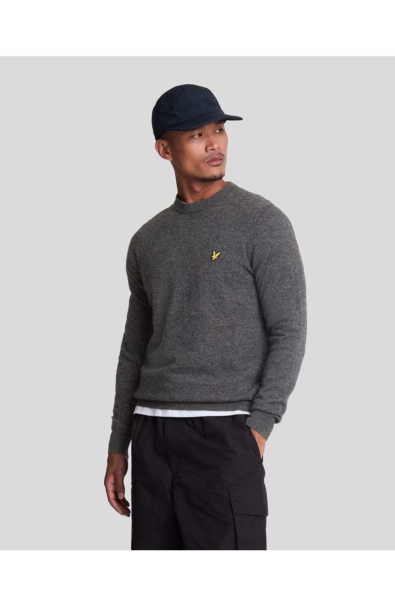 Lyle & Scott Lambswool Blend Crew Neck Sweater, Main, color, Charcoal Marl