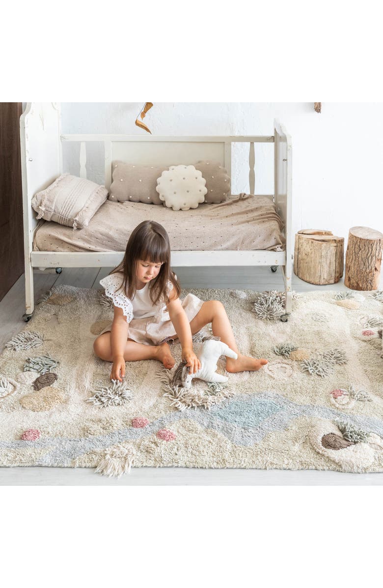Lorena Canals Washable Play Rug Path of Nature, Alternate, color, Natural, Olive, Blue, Rose