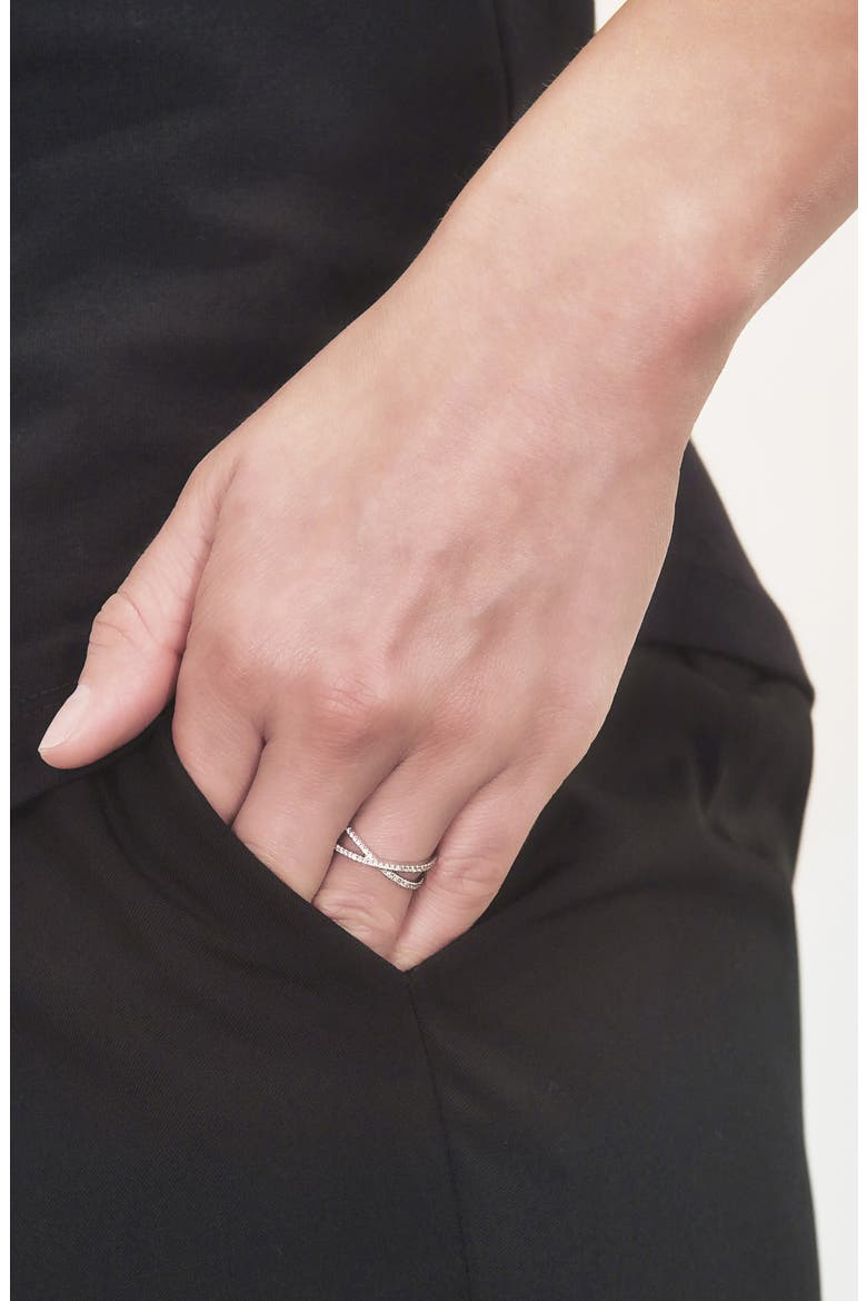Stackable Crossover Diamond Ring (Nordstrom Exclusive), Alternate, color, WHITE GOLD