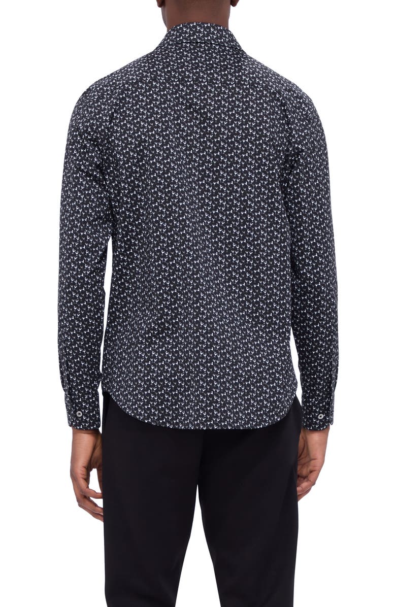 Bugatchi James OoohCotton<sup>®</sup> Martini Print Button-Up Shirt, Alternate, color, Black
