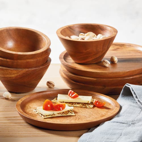 Tag Acacia Wood Serving Bowl Set Natural Hand Wash Only In Sand