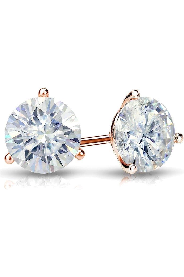 14k Gold Lab-Grown Round Diamond 3-Prong Screw Back Stud Earrings, Alternate, color, .75 Carat Yellow Gold