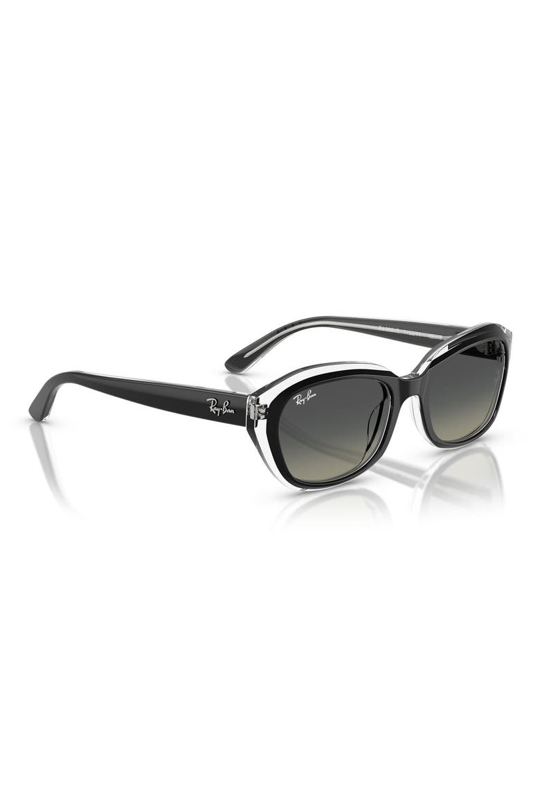 Kids' 48mm Irregular Sunglasses, Alternate, color, BLACK ON TRANSPARENT / GREY