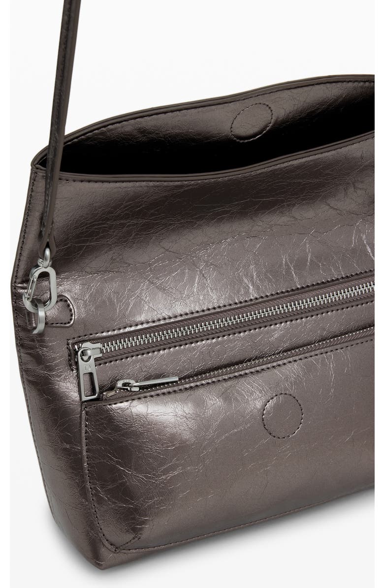 Desigual Metallic Faux Leather Shoulder Bag, Alternate, color, Silver