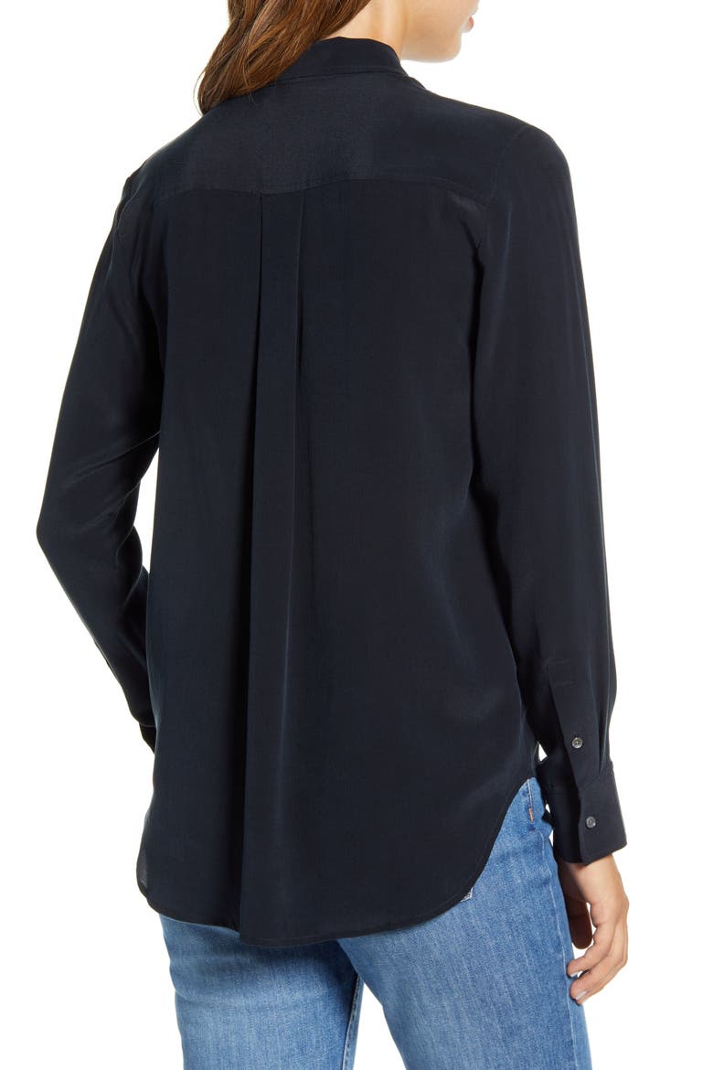 The Clean Silk Relaxed Shirt, Alternate, color, BLACK