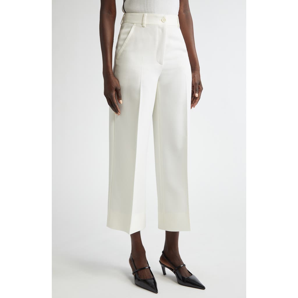 Akris punto Chiara Wool Tricotine Crop Pants<br> in Cream