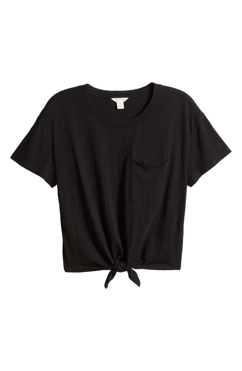 Caslon<sup>®</sup> Crewneck Tie Front T-Shirt, Alternate, color,