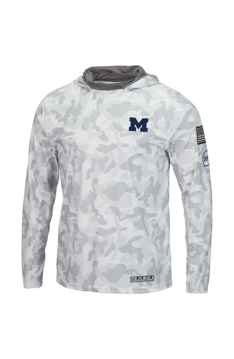COLOSSEUM Men's Colosseum Arctic Camo Michigan Wolverines OHT Military Appreciation Long Sleeve Hoodie Top, Alternate, color, Arctic Camo
