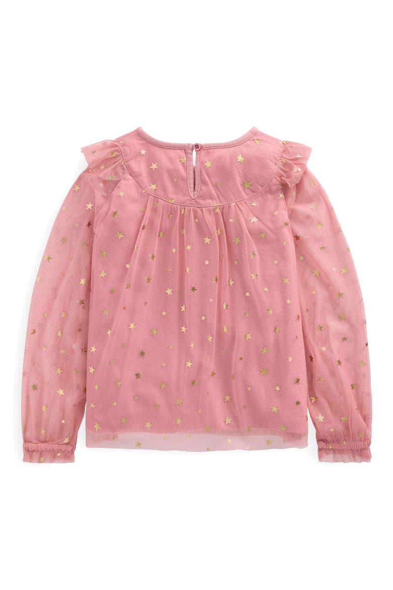 Kids' Foil Star Tulle Top, Alternate, color, ALMOND PINK STARS