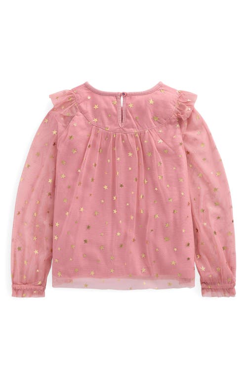 Mini Boden Kids' Foil Star Tulle Top In Pink
