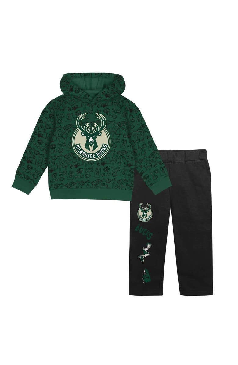 Outerstuff Toddler Green Milwaukee Bucks Give and Go Pullover Hoodie and Sweatpants Set, Alternate, color, Green
