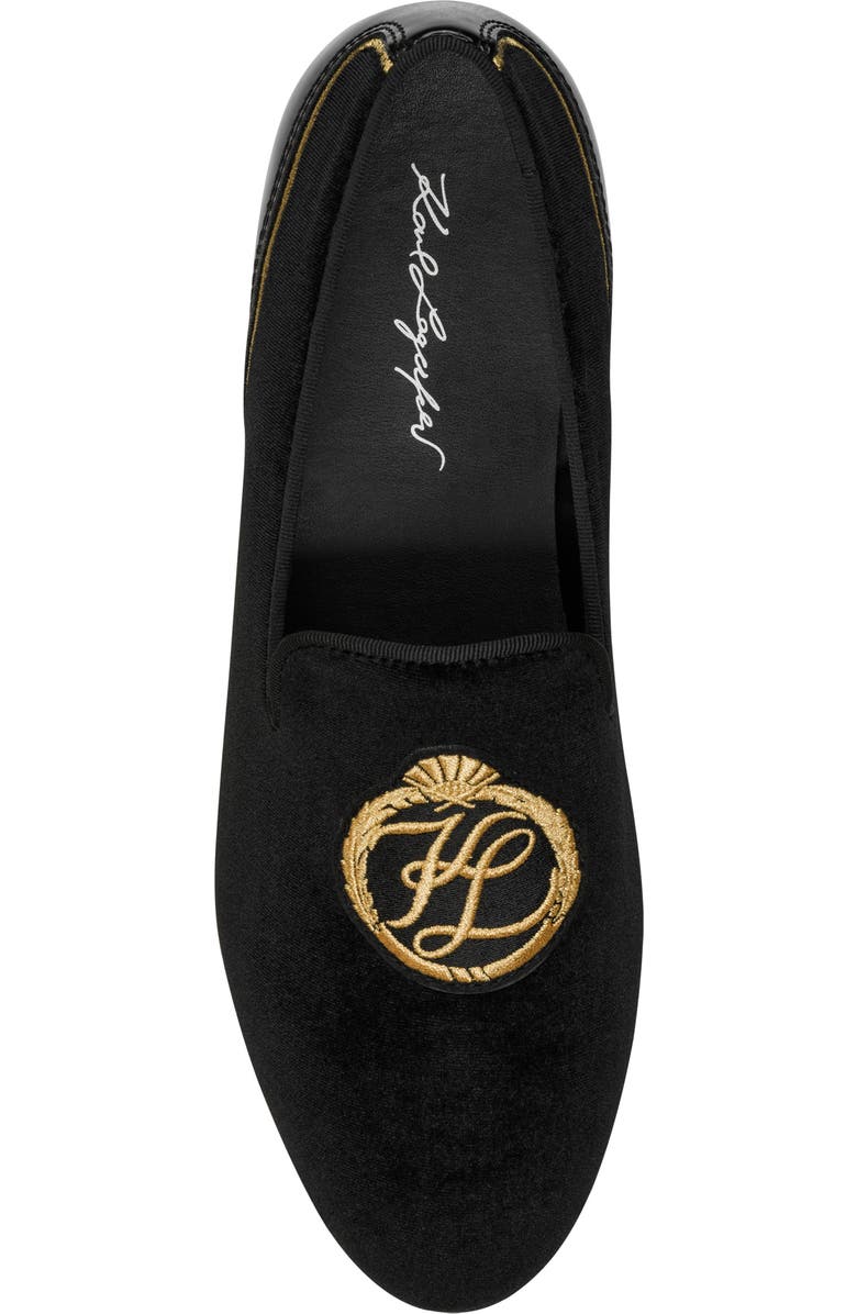 KARL LAGERFELD PARIS Velvet Smoking Slipper, Alternate, color, Black