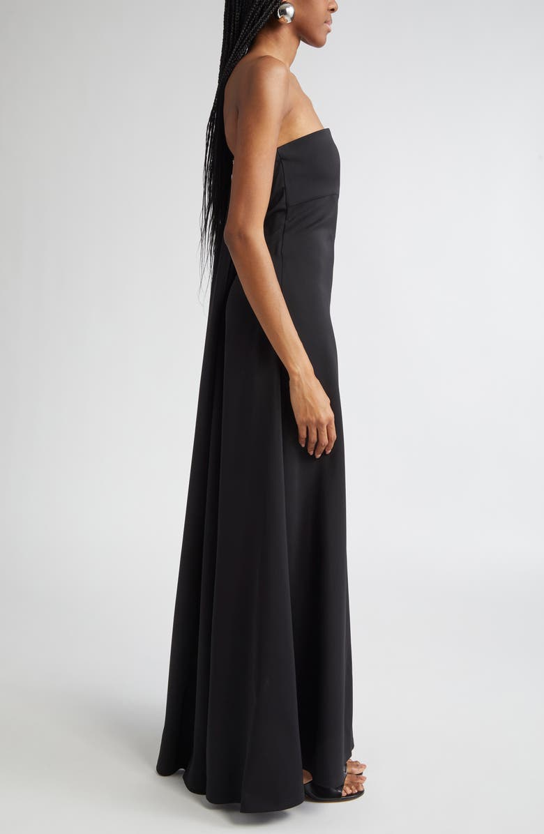 Jacquemus La Robe Bustier Strapless Crepe Jersey Maxi Dress with Train, Alternate, color, Black