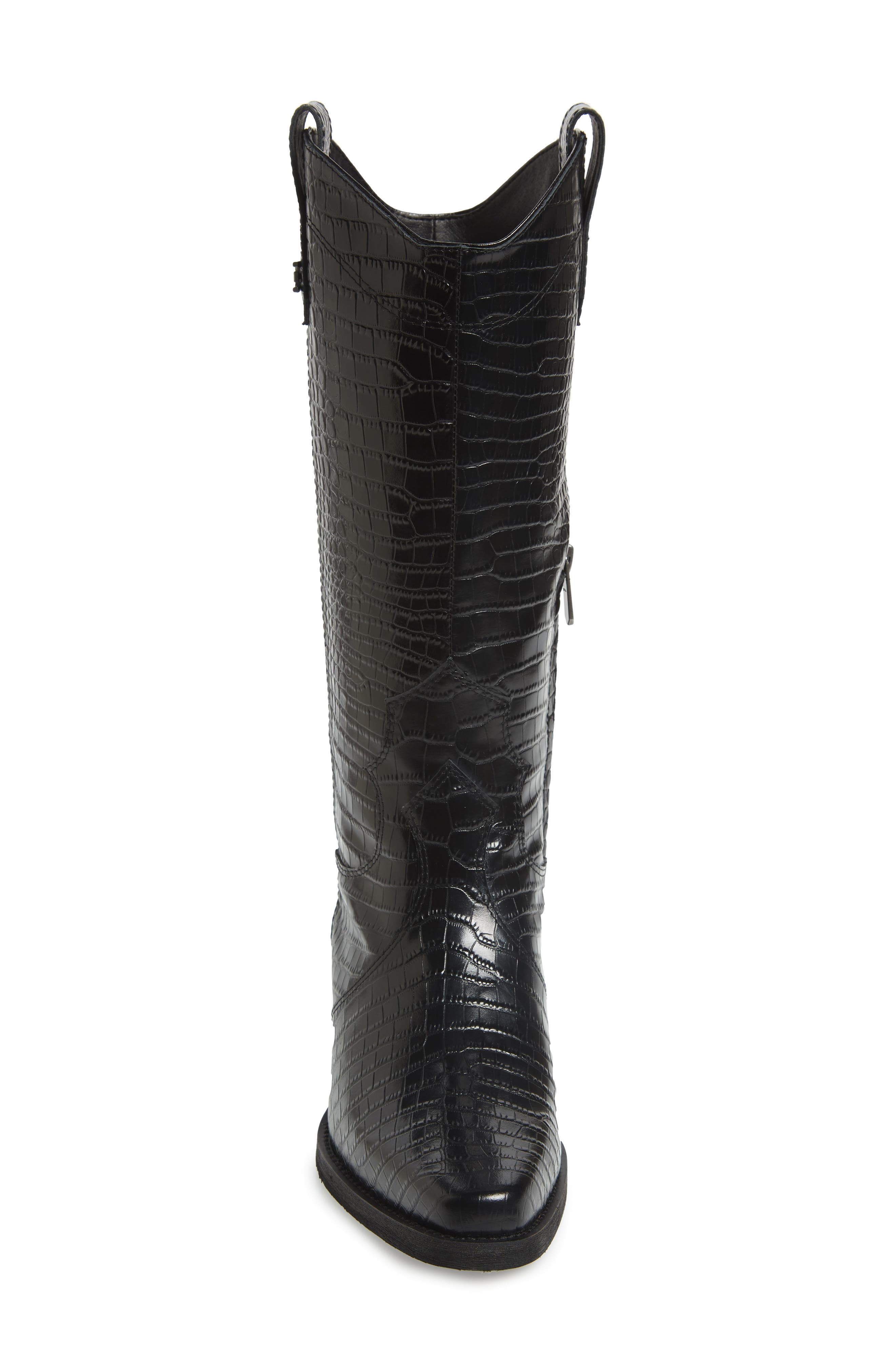 Sam Edelman Oakland Croc Embossed Western Boot, Alternate, color, 