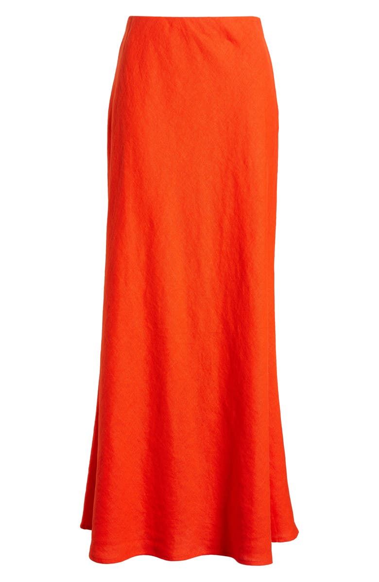 Madewell Linen Maxi Slip Skirt, Alternate, color, Bright Flame