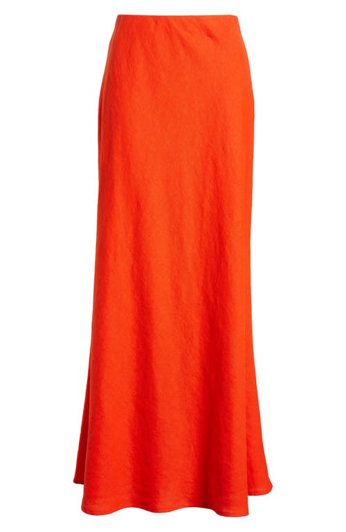 Shop Madewell Linen Maxi Slip Skirt In Bright Flame