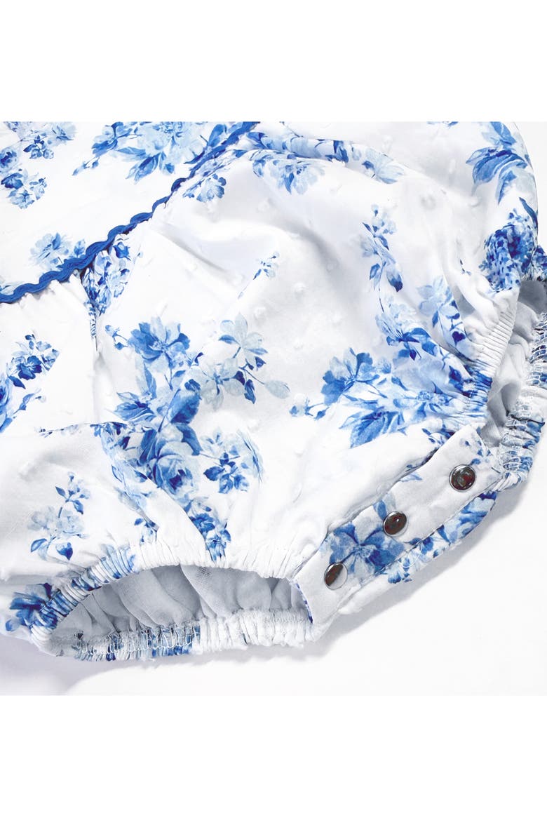 Pippa & Julie Floral Dot Clip Romper, Alternate, color, Blue/ White