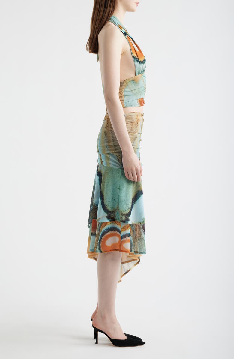 Feners Festa Print Plunge Halter Neck Crop Top, Alternate, color, Marbre