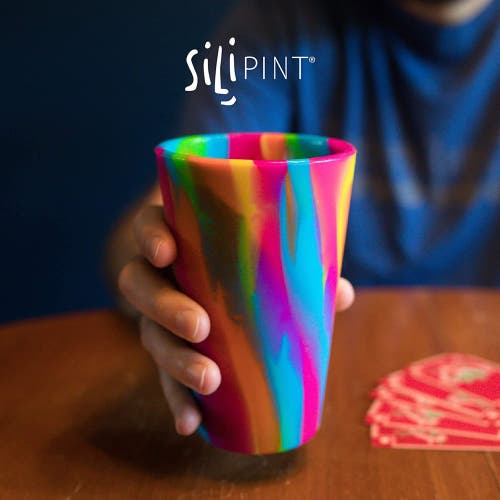 Silipint Silicone Pint Glasses 4 Pack Hippie Hops 16oz Unbreakable Cups