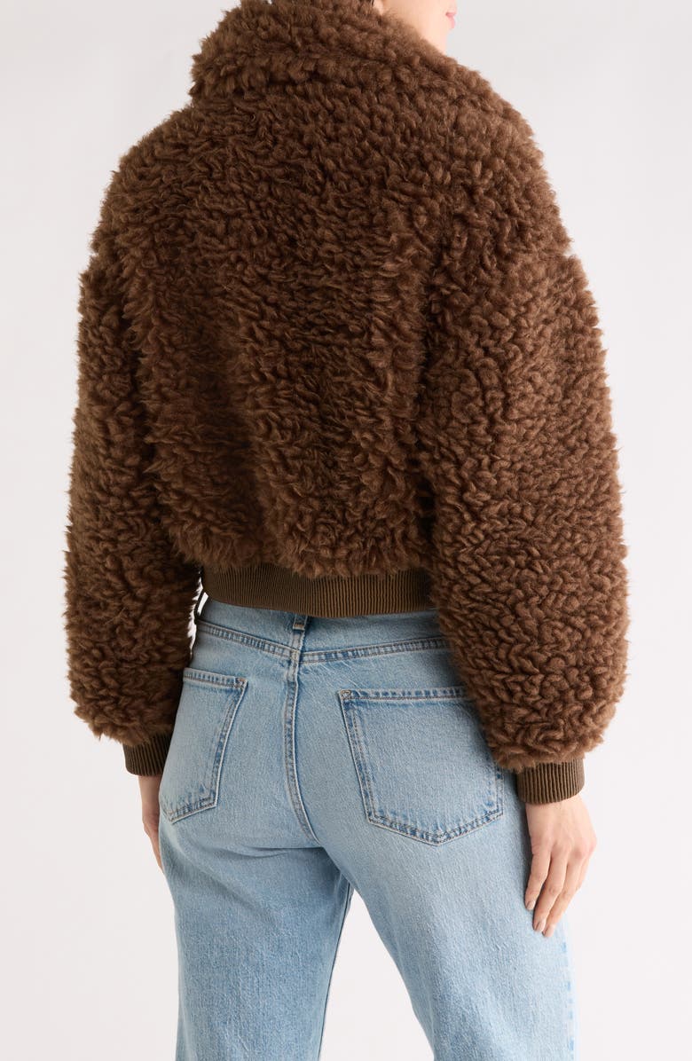 BLANKNYC Faux Shearling Bomber Jacket, Alternate, color, Hot Chocolate