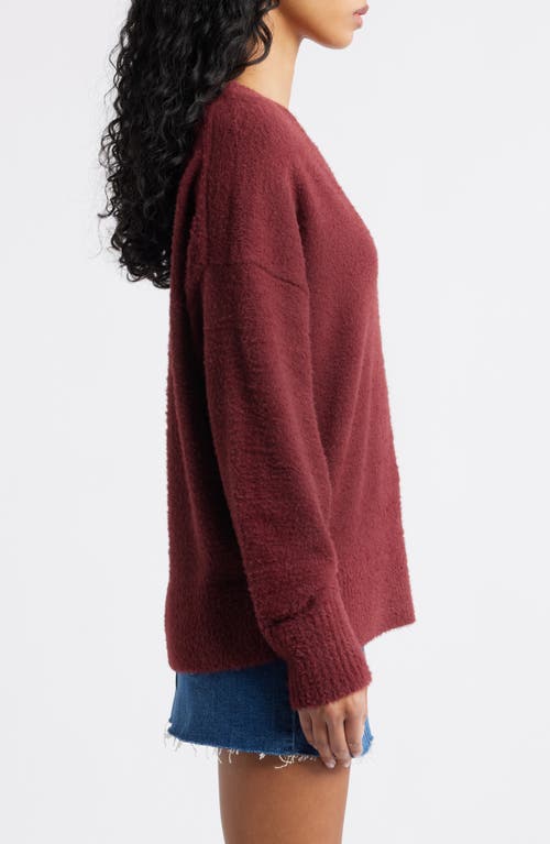 Bp. Fuzzy V-neck Sweater In Burgundy