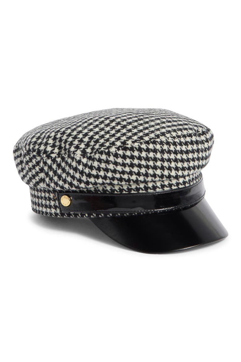 Houndstooth Skipper Cap, Main, color, BLACK