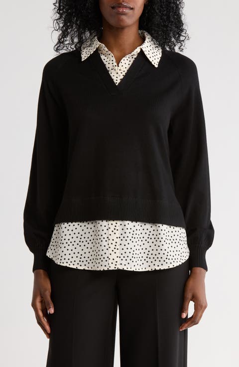V-Neck Twofer Sweater