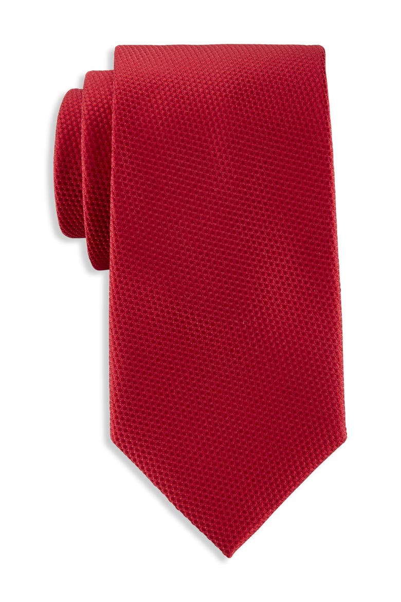 Big & Tall Solid Silk Tie, Main, color, RED